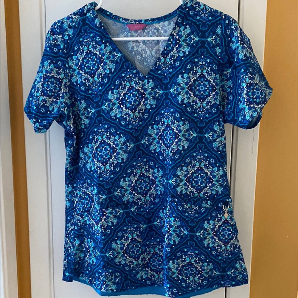 Scrub Blue Patterned Women's Top